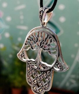 Colgante Mano De Fátima Y árbol De La Vida, Plata 925g