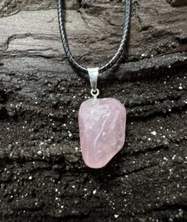 Colgante Rodado Cuarzo Rosa Plata