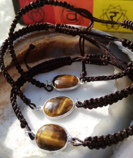 Pulsera De Macramé Ojo De Tigre Y Plata 925g