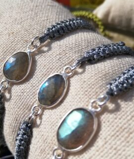 Pulsera Macramé Con Labradorita Y Plata 925g