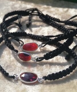 Pulsera De Macramé Con Granate Y Plata 925g