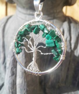 COLGANTE ÁRBOL DE LA VIDA CON CUARZO MALAQUITA