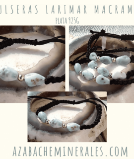 Pulsera De Larimar Con Macramé Y Plata 925g