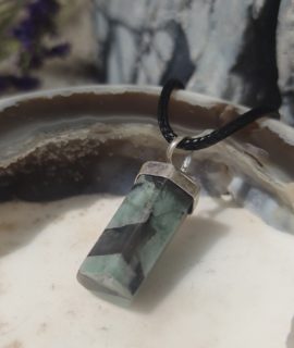 Colgante Vara De Esmeralda Pulida, Plata 925g
