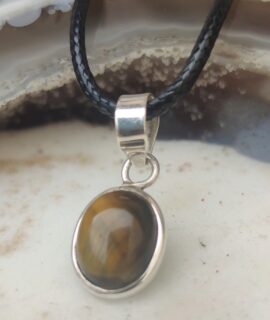 Colgante Oval De Ojo De Tigre, Plata 925g
