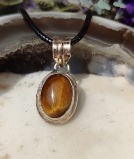 Colgante De Ojo De Tigre, Plata 925g