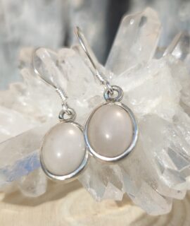 Pendientes De Cuarzo Rosa, Plata 925g
