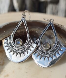 Pendientes Tribales De Plata Con Labradorita