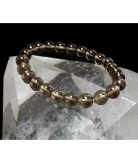 Pulsera Elástica De Bolas De Cuarzo Ahumado